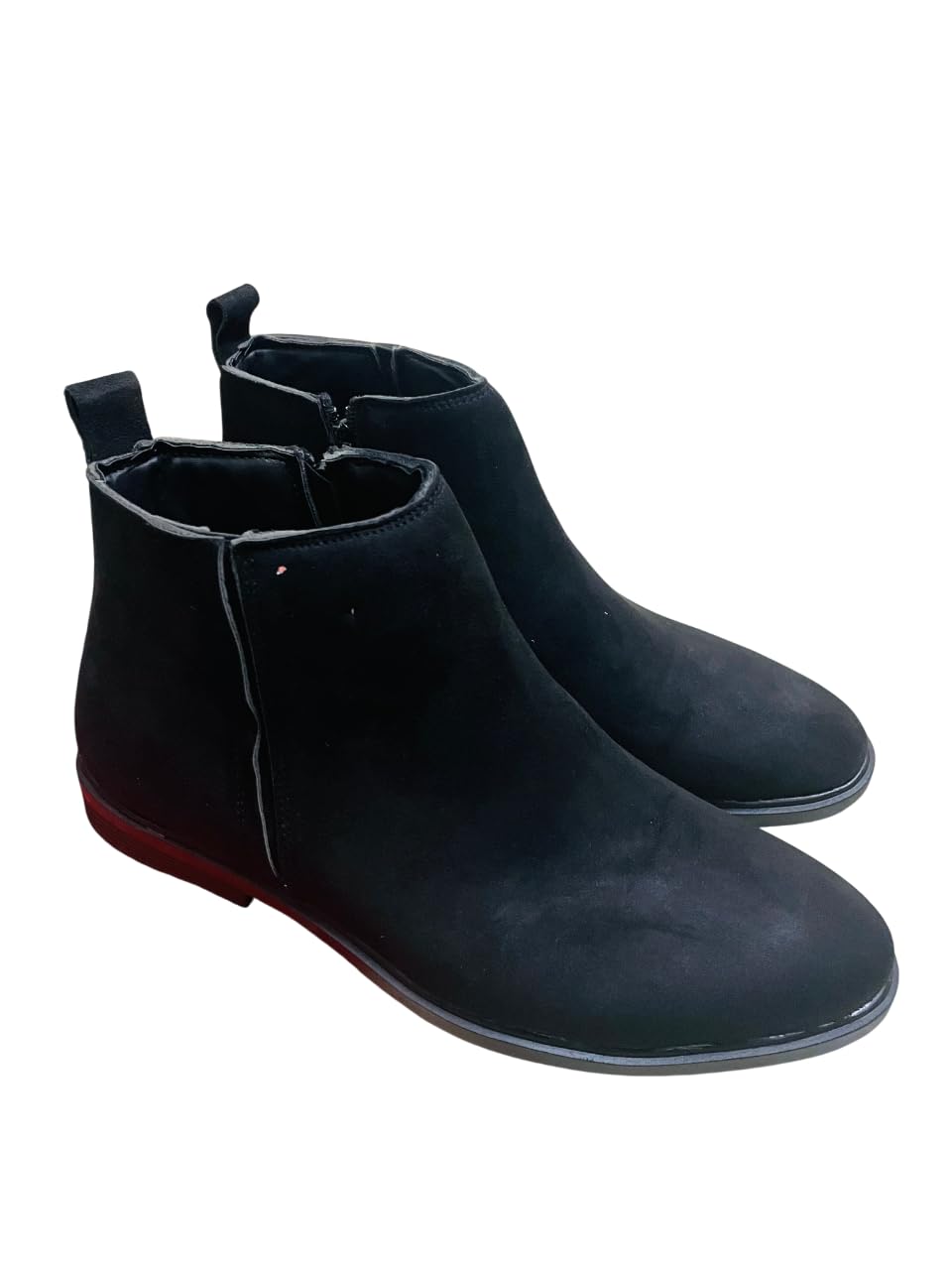 Black Suede Ankle Boots, Chelsea Style, Zip Closure, Flat Sole,Men Casual Footwear-image-15