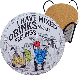 Homeistic Coasters for Table Set of 6 ~ Funny Coasters with Holder ~ Housewarmin - Compare price