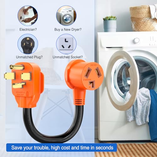 Image of Nilight Dryer Adapter Cord 30 Amp to 30Amp 4 Prong 125V /250V 7500 Watt Pure Copper New Outlet Old Plug Conversion Heavy Duty 10 Gauge Wire 14-30P 10-30R 30M /30F