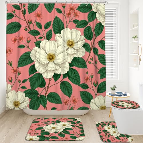 Rideau de douche textile anti-moisissure 183cm avec tapis de sol pour baignoire