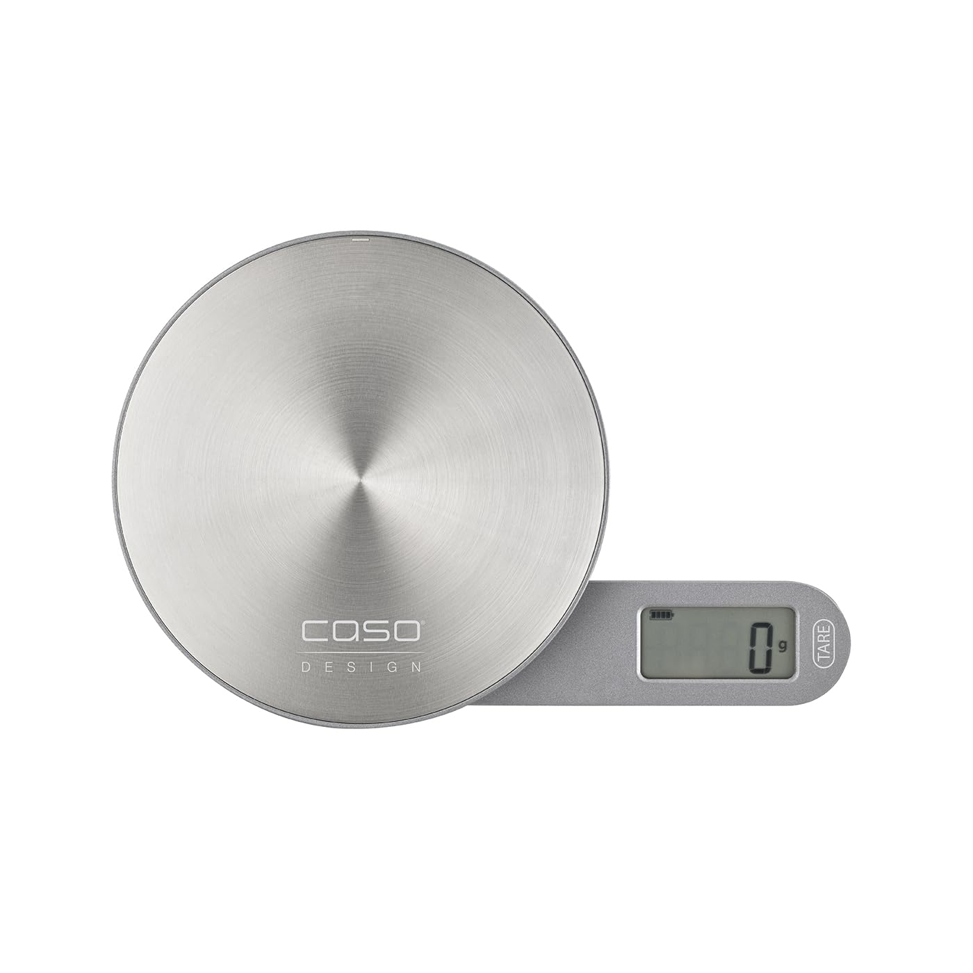 CASO Kitchen EcoMate – Bilancia da cucina di design, uso senza batteria grazie all'energia cinetica, particolarmente piatta, magnetica, fino a 5 kg in incrementi di 1 g, superficie di pesatura in