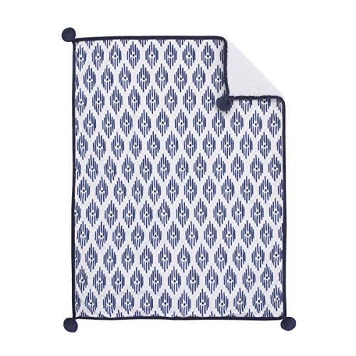 Nojo Indigo Hues Blue And White Elephant 4 Piece Nursery Crib Bedding Set - Comforter, 100% Cotton Fitted Crib Sheet, Dust Ruffle, Super Soft Baby Blanket #TOP5