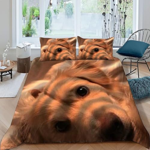Housse de couette King chiots imprimé 3D en microfibre 220x240cm - 3