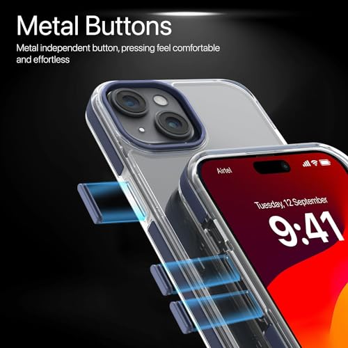 Image of Vaku Luxos Metal Vortex Series Back Cover For iPhone 14 Shockproof Scratch Resistant Slim Thin Non-Yellowing Military-Grade Protection Compatible With Mag-Safe Cover-Blue