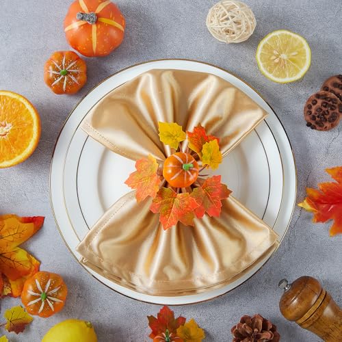Aptwow PNR Fall Thanksgiving Napkin Rings Set Of 12- Fall Pumpkin Napkin Holder, Fall Thanksgiving Napkin Rings For Table Decor, Wedding, Fall Banquet, Holiday thumb #3