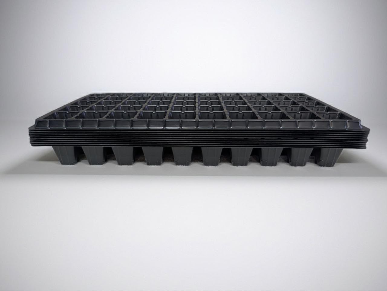 Green Oasis 50-Cell Seed Starter Trays - Heavy Duty Plastic Nursery Propagation Trays with Drainage Holes, Reusable, Fits Standard 1020 Flat Trays, Black (5)