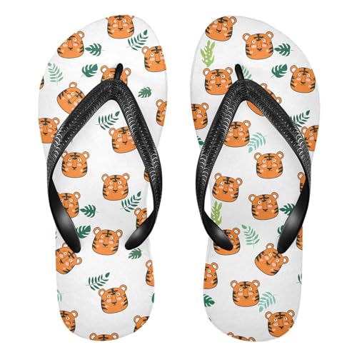 Cute Tiger Tropical Leaves Flip Flop Beach Summer Casual Sandal for Women & Men Shower Shoes 20861735