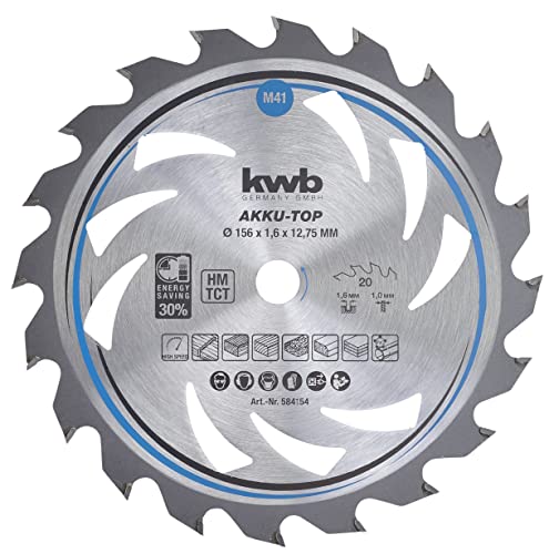 kwb Kreissägeblatt 156 x 12,75 mm, leichtgängig, speziell für Akkumaschinen, Sägeblatt geeignet für Weich- und Hartholz… – Ansicht 1