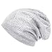 DJT Unisex Star Rhinestone Cotton Beanie Skull Cap Light Grey