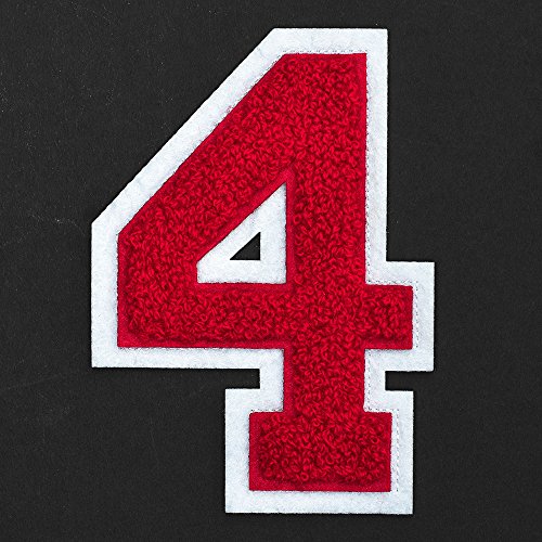 Number 4 - Chenille Embroidery Varsity Iron-On Patch by pc, 4-1/2