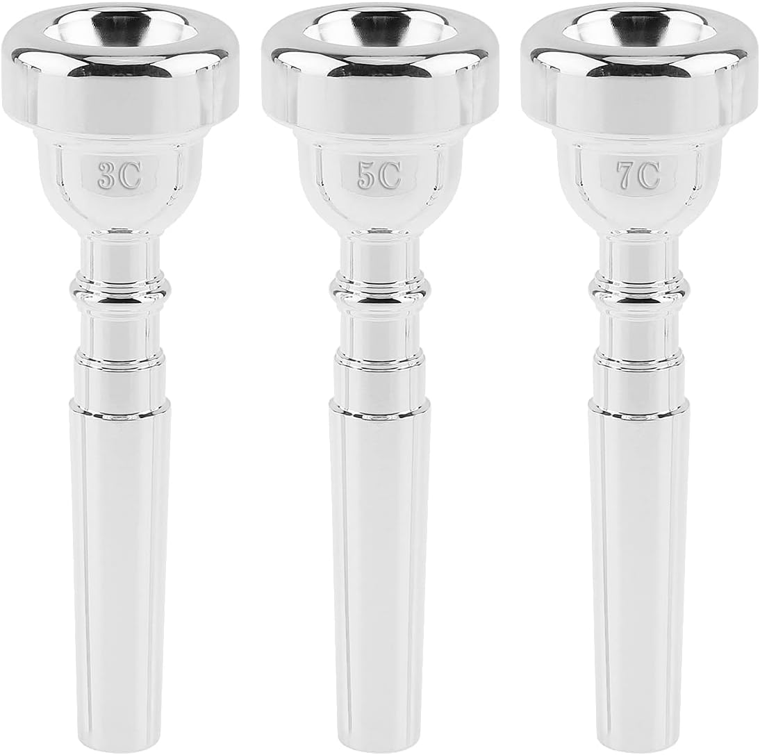 OriGlam Trumpet Mouthpiece Instruments Mouthpiece, Silver Plated Bb Trumpet Mouthpiece Replacement for Beginners Professional (3C) : Musical Instruments