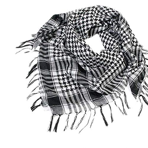 Arab Shemagh Keffiyeh Palestine Shawl Houndstooth Muslim Scarf Tactical Military Head Face Neck Hood Wrap Fringed Kerchief
