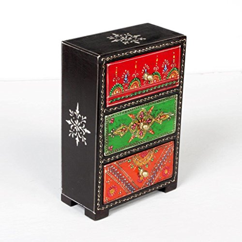 Image of Traditional Handpainted 3 Drawer Chest. 6x3x6 Inch