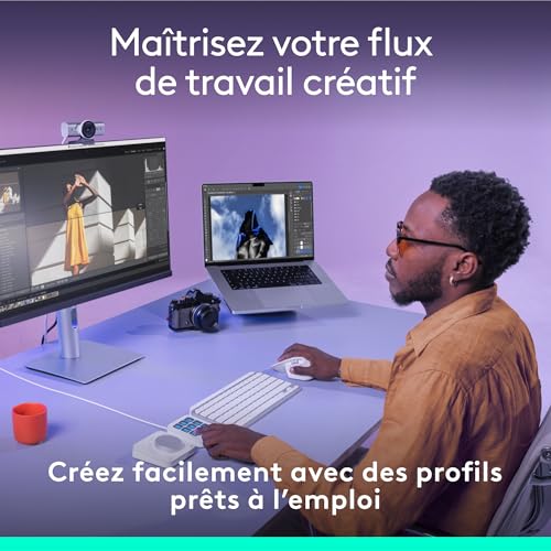 MX Creative Console Logitech blanche avec keypad programmable 9 touches LCD