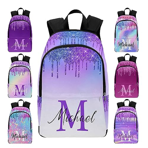 M YESCUSTOM Custom Teen Girls School Backpack, Personalized Name Kids Bookbag for Girls Boys Elementary Middle School Bags Travel Laptop Backpack Casual Daypacks