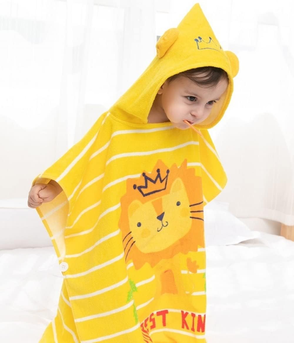 Hilmocho Kids Hooded Beach Towel Poncho Children Bath Towel Bathrobe Animal Cotton Swimming Pool Shower Towel for Boys Girls - Image 4