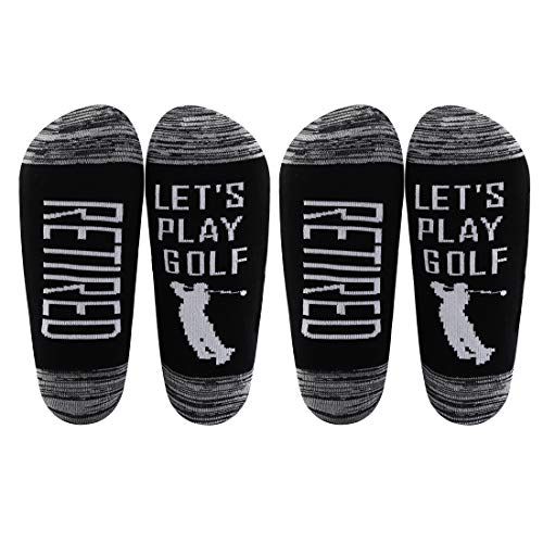 LEVLO Retirement Gift Golf Socks Retired Let's Play Golf Socks for Dad Golfing Gift for Grandpa