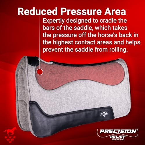 Image of Professional's Choice Precision Relief Felt Saddle Pad | Reduce Pressure from the Horse's Back and Prevent Rolling | Felt of Merino Wool Bottom | Barrel & Roper Sizes