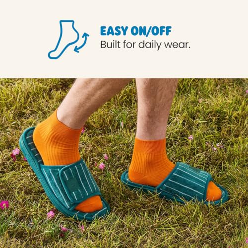 Image of Dearfoams Men's Adjustable Indoor /Outdoor Memory Foam Machine Washable Summer Slide Slipper