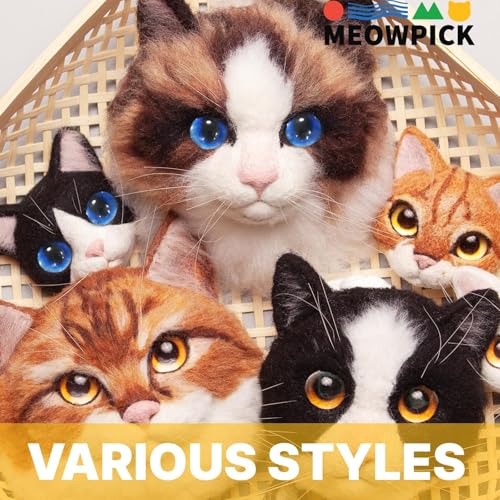 Image of MeowPick Needle Felting Kit with Cat Head Mold, Animals Needle Felting Set, DIY Wool Felt Materials Set with Felting Tool and Instruction for Quick Needle Felting Craft (Devon Rex)