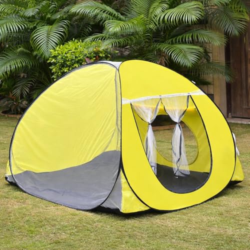 Image of Foldable Play Tent House Big SizelPop-Up Indoor & Outdoor Playhouse for Girls Boys| Multi Purpose Tent House for Kids Boys 3 to 10 Years with Fun Patterns Easy Setup & Portable (Yellow)