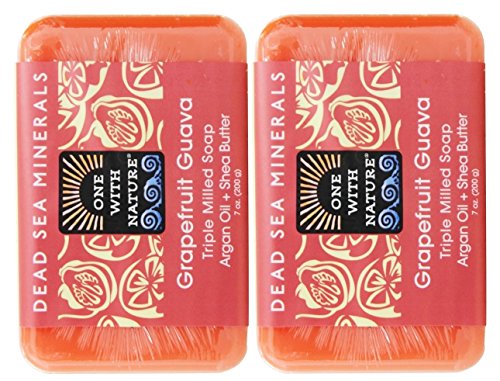 One With Nature Grapefruit Guava Soap (Pack of 2) With Dead Sea Minerals, Argan Oil and Shea Butter, 7 oz. Each