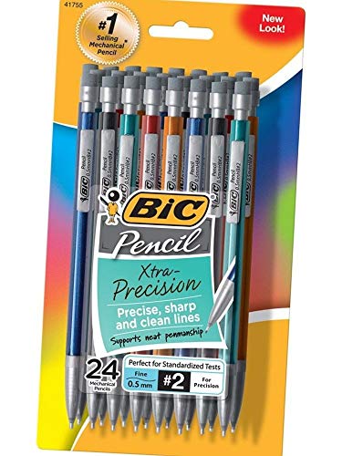 BIC Xtra-Precision Mechanical Pencil, Metallic Barrel, Fine Point (0.5mm), 24-Count (New Version)