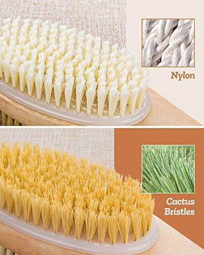 Shower Brush, Bymore Dry Brushing for Body Cellulite and Lymphatic, Dry Skin Long Handle Body Brush Natural Bristle Exfoliator Scrubber for Bath Shower Wash Brushing Exfoliating Legs and Back - Thumbnail 4