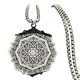 Genérico Collar de cadena Wicca Lotus para hombres Collar de plata de yoga Mandala Budismo Joyería bijuterias B18204