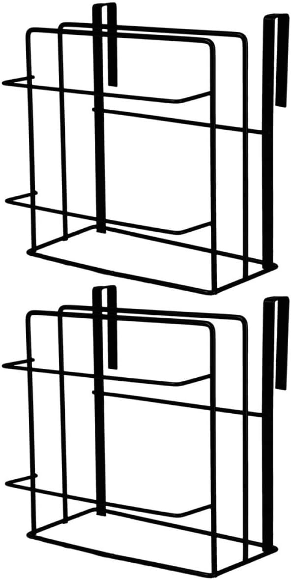 Hemobllo 2pcs over Cabinet Door Organizer Rack Set with Towel Bar and Cutting Board Storage, Black Iron No-drill Double-layer Cabinet Door Storage Solution for Kitchen Organization