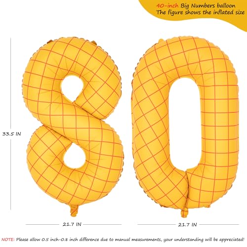 Image of 40 inch Large Number Balloon 80 Toy Inspired Story Yellow Birthday Balloon | Western Rodeo Party Supplies Boy Girl Story Anniversary Kids Birthday Party Cowboy Farm Themed Baby Welcome Decorations