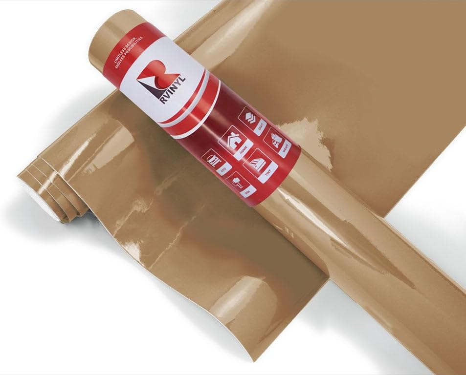 12.125" x 50ft Roll of Oracal 651 Light Brown Craft Vinyl - On a 1.5" Core - Adhesive Film for Cricut, Silhouette, and Cameo Cutters - Gloss Finish - Outdoor and Permanent