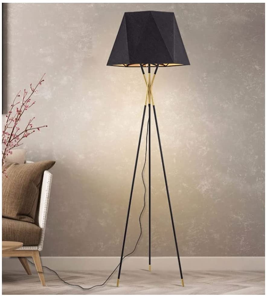 Lámpara de pie moderna de tres patas con interior dorado para salón y dormitorio 7