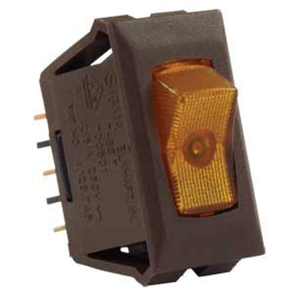 JR Products 12545 Amber/Brown SPST Illuminated On/Off Switch
