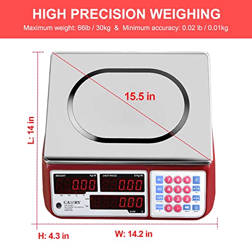 Camry Digital Food Scale 66Lb / 30Kg Commercial Food Meat Fruit Produce Price Computing Scale For Farmers Market, Meat Shop, Deli, Retail Outlets #TOP3