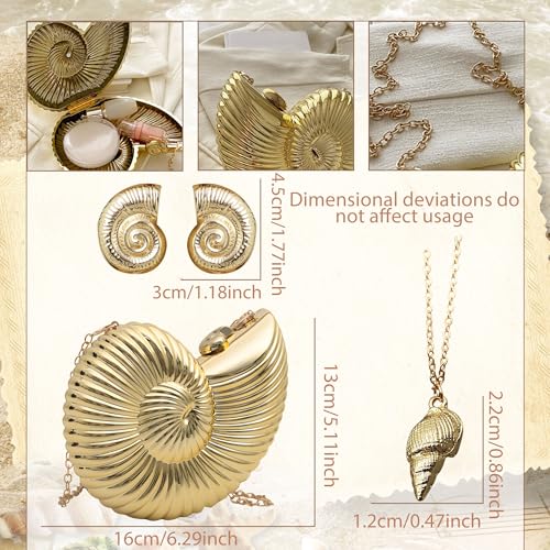 JeVenis Gold Seashell Clutch Acrylic Transparent Chain Bag Purse Summer Beach Evening Bag Shoulder Handbag3