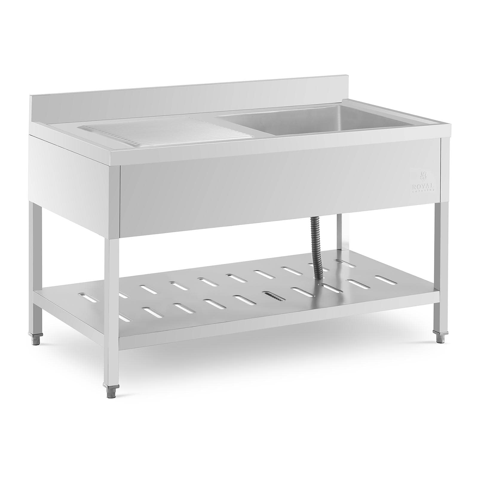 Royal Catering RCSSS-140X70-S Spültisch 1 Becken 510x520x245 mm Spültisch Edelstahl Edelstahl-Spültisch GastroSpültisch