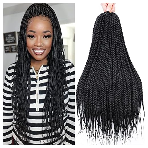 Box Braid Crochet Hair 20 Inch Crochet Braids Pre Looped Crochet Hair for Black Women 6 Packs Small Crochet Box Braids Knotless Box Braids Crochet Hair Box Braided Hair Extensions (20 inch box braids 6 packs, 1B)