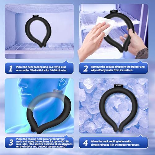 Image of Neck Cooling Tube, Wearable Body Cooler Freeze Below 64F with Insulated Bag, Reusable Cooling Neck Wraps for Summer, Outdoor Sports, Hiking, Travel, Hot Weather Relief for Men & Women (Black*2)