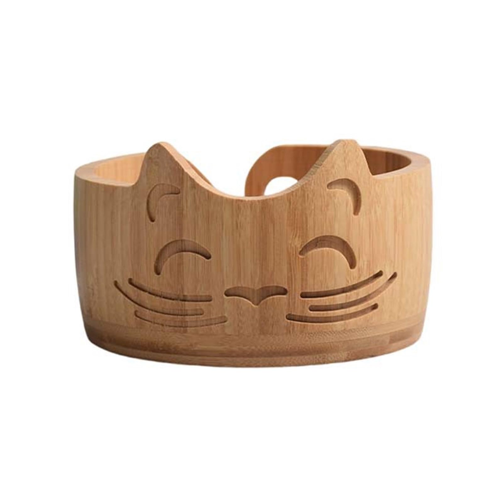 PANGBOER Yarn Bowl Holder Wood 17x10cm Efficient Storage Crochet Supplies Cats Shape for Knitting Crocheting