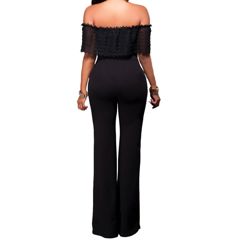 Combinaison Jumpsuit sans Manche Femme Fille Combishort Rompers Uni Dos Nu Dentelle Jambe Large Mode Confort Elégant Casual Bureau Printemps Eté