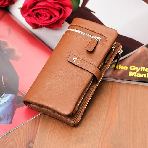 Image of Wallet for Women - Genuine Leather RFID Purses for Women | Soft Genuine leather Purse with RFID Protection. Holds Cards, Cash and Coins. Compact, Colourful and Handcrafted.