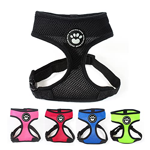 Small Dog Harness with Leash Clip (S, Black)