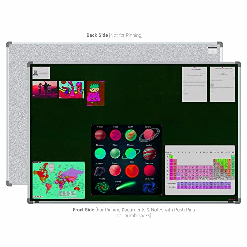 Image of Scholar Art Metis 4x6 Feet Fabric Pin-up Display Board for Office, Home & School | High Strength Velvet Cloth + High Density Soft Board for Pinning Photos, Sticky Notes & Reminders (Dark Green)
