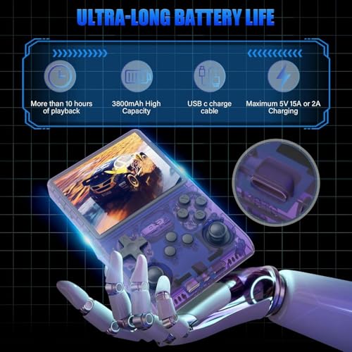 Console de jeu portable R36S, 1 console de jeu contient 40 000 jeux rétro, équipée d'un système Linux open source, d'une carte TF de 128 Go, d'un écran IPS de 3,5 pouces et d'une batterie de 3 500 mAh – Image 6