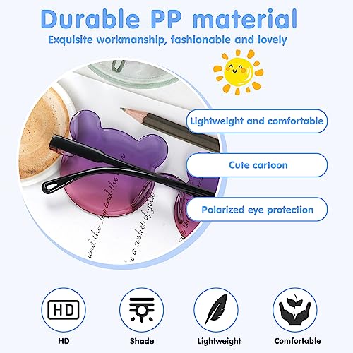 18 Pack Kids Sunglasses Bear Rimless Kids Sunglasses bulk for Birthday Party Supplies, Beach, Pool Party Favors3
