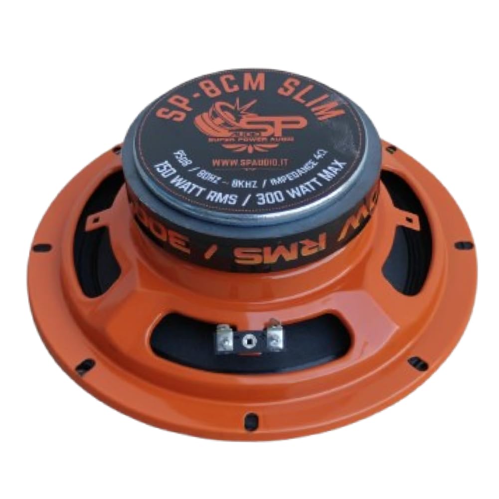 SP Audio 2 MIDRANGE SP8CM-SLIM altoparlante diffusore 20,00 cm 200 mm 8" di diametro 150 watt rms 300 watt max impedenza 4 ohm 95 db spl auto, a coppia