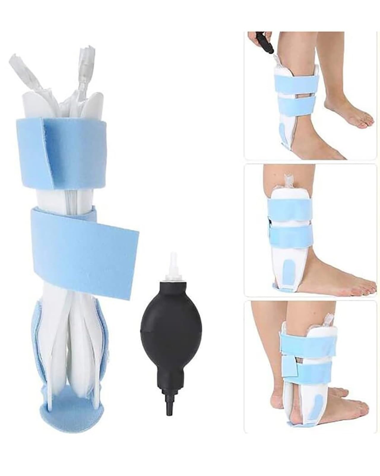 Férula de Tobillo Ajustable de Talla única, ortesis de pie Inflable, estabilizador, Doble Bolsa de Aire, Soporte de varo valgo de Tobillo para Restaurar esguinc