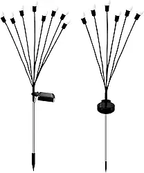 Kit 2 Peças Luminaria de Jardim Com Placa Solar Espeto 8 led Estilo Vagalume