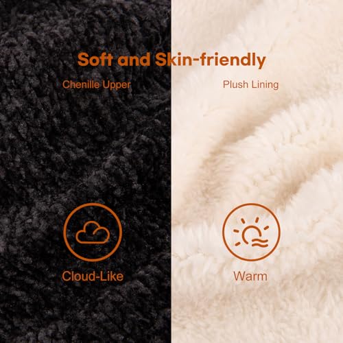 LongBay Women's Chenille Knit Bootie Slippers Cute Warm Plush Fleece Memory Foam House Shoes Indoor Outdoor3